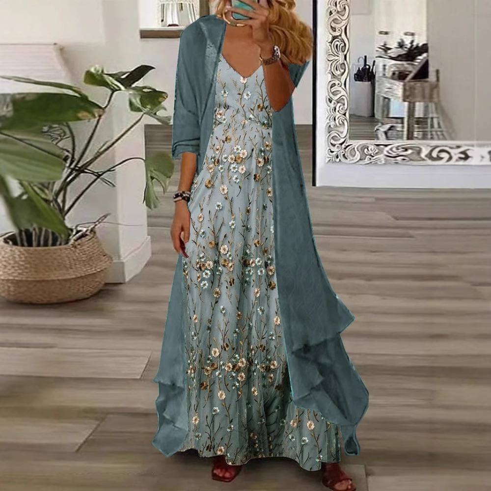 V Vintage Fashion - Винтажный шифоновый кардиган с принтом и