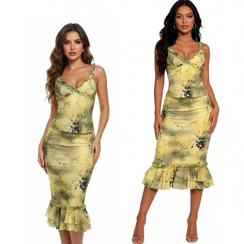 V Vintage Fashion - Женский комплект из 2 предметов: атласный