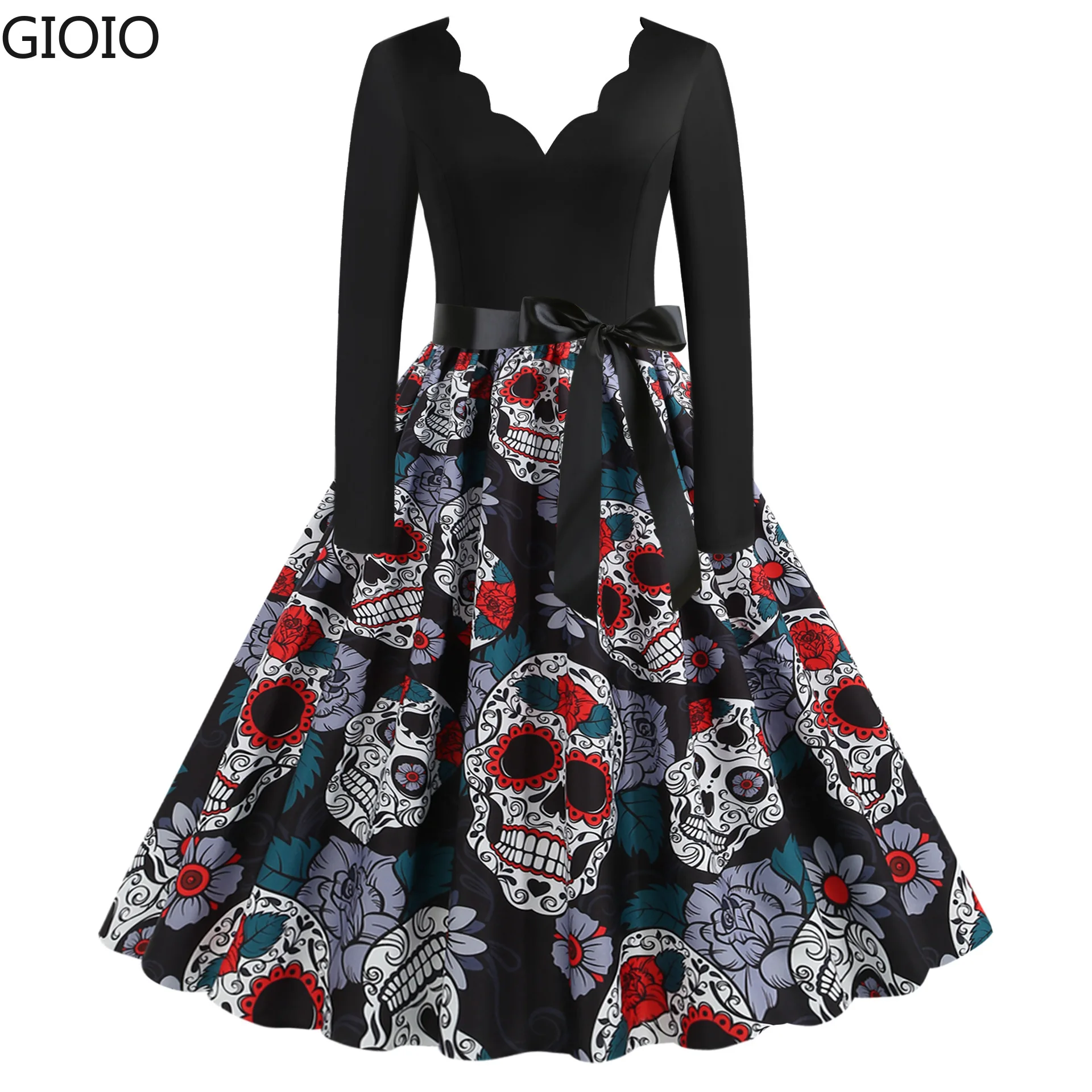 Vintage Fashion Women Dresses - Сексуальные костюмы на Хэллоуин с V-образным