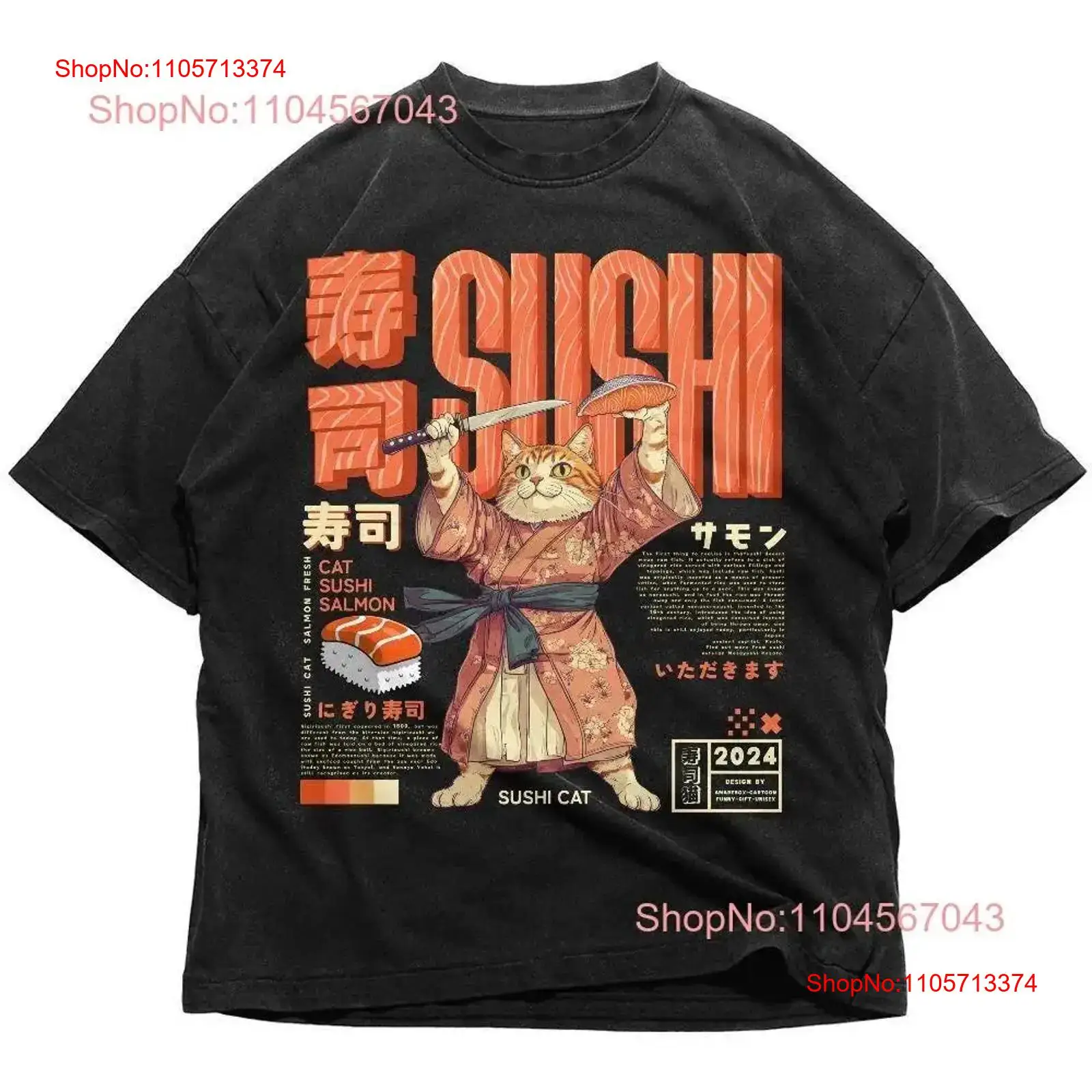 Vintage Fashion Tokyo - Футболка Sushi Cat в японском стиле,