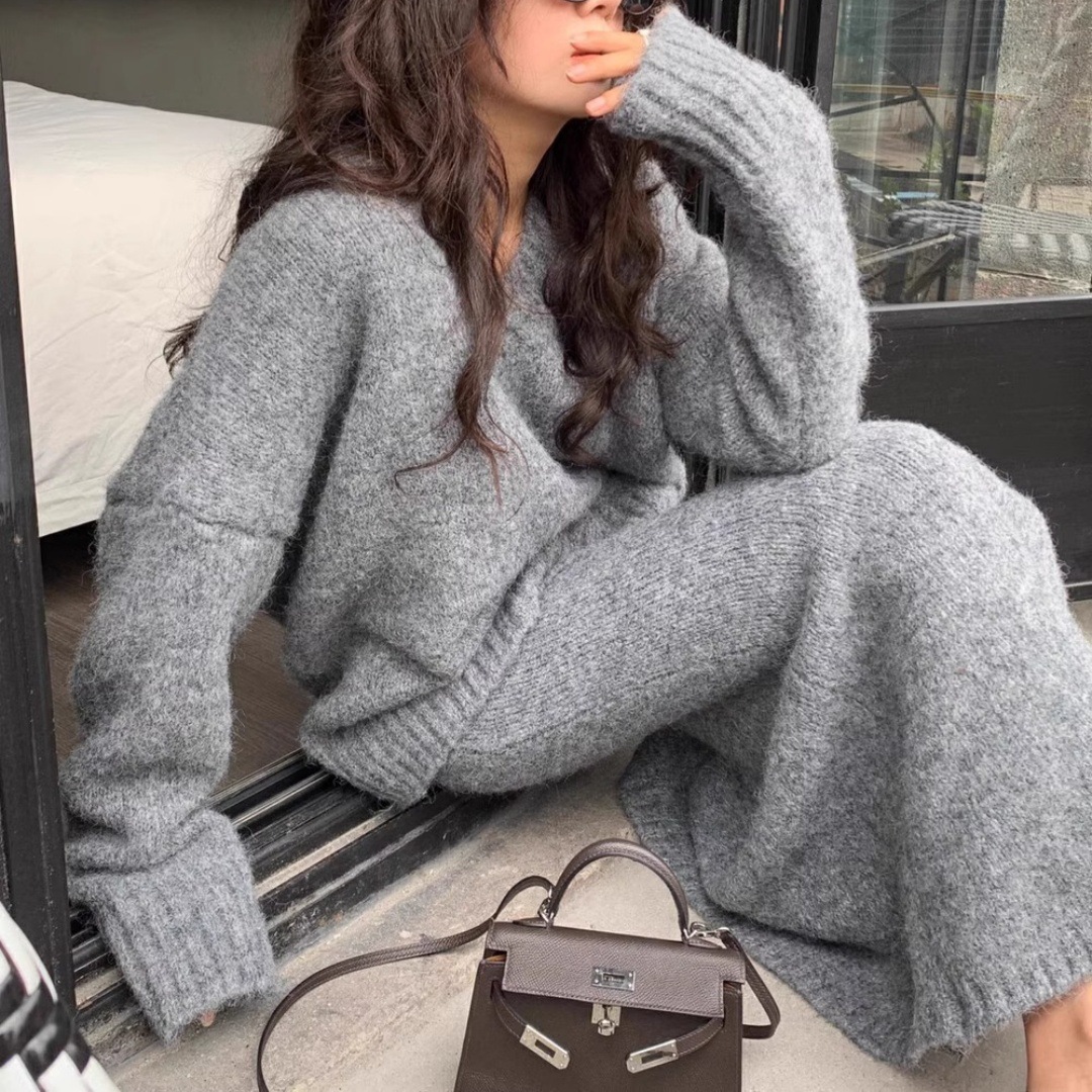 V Vintage Fashion - Винтажный вязаный комплект из свитера и