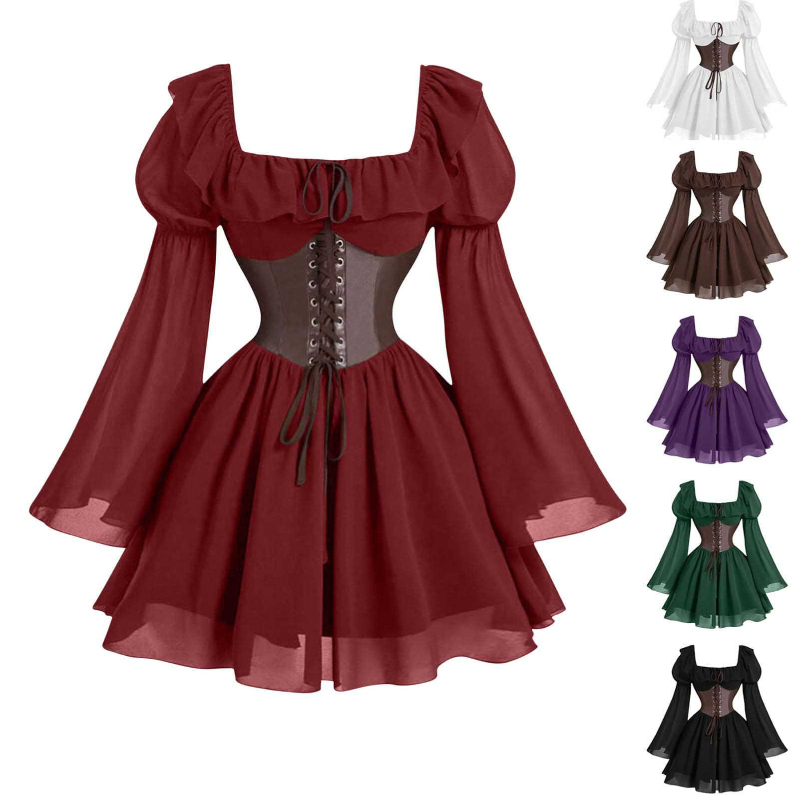 Vintage Fashion Women Dresses - Ренессансное средневековое женское платье с длинными