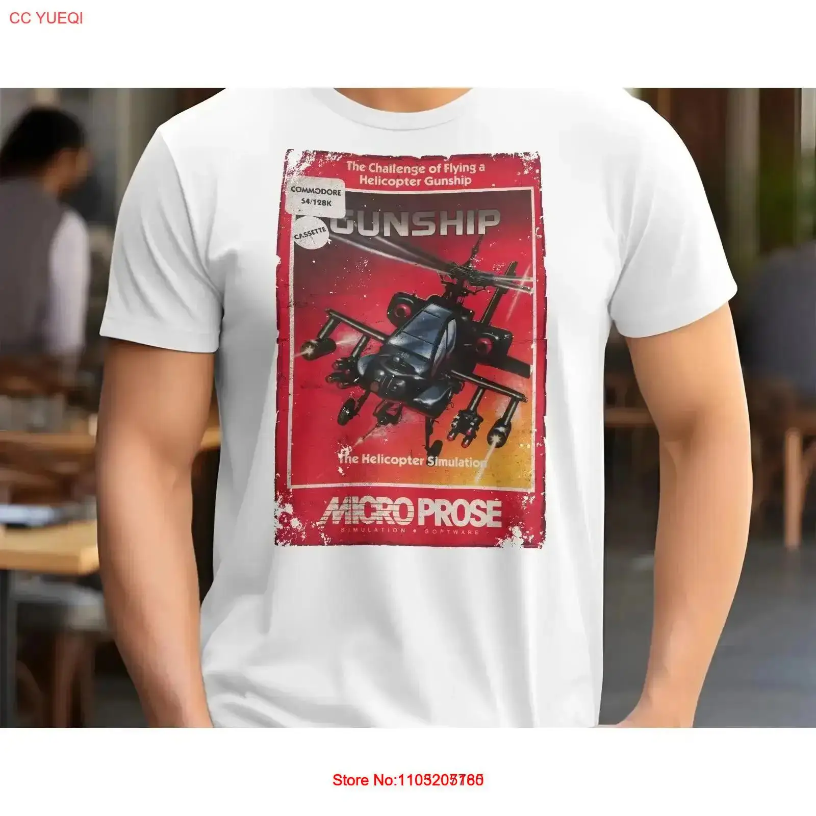 Vintage Fashion Art - Gunship 8-битная футболка C64 Game Art